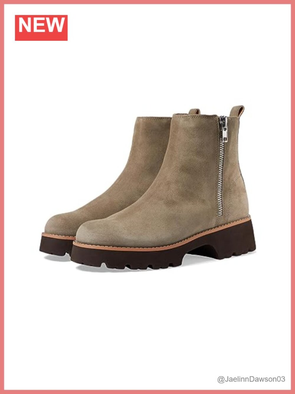 Waterproof Suede Ankle Booties Block Heel Chelsea Zip